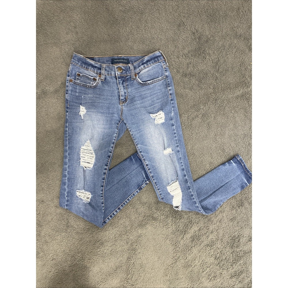 Aeropostale Jeans Women's Distressed Skinny Medium Wash Size 4 - Picture 1 of 5